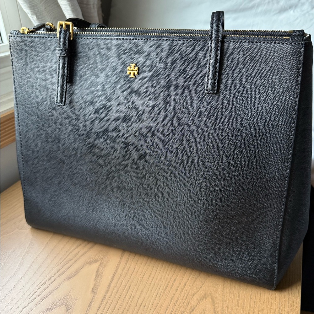 Tory Burch Black Saffiano Leather Tote Bag